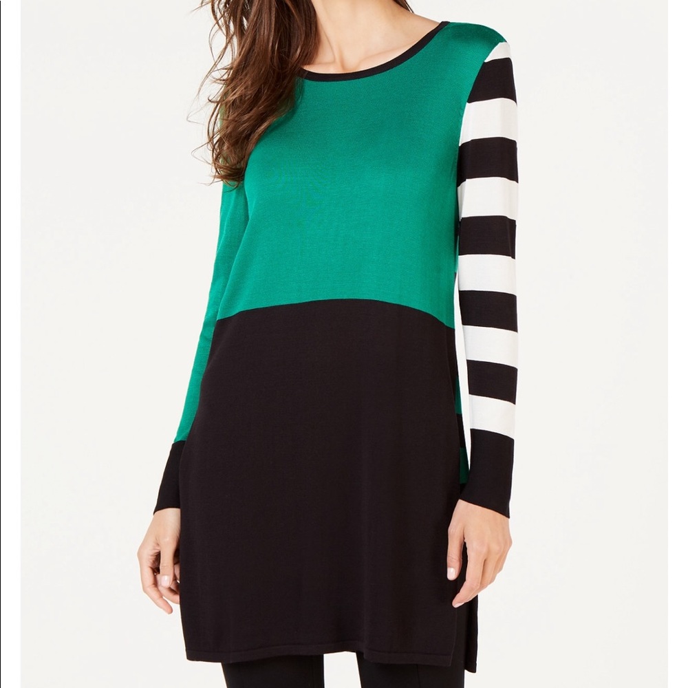 Alfani colorblock stripe tunic sweater
